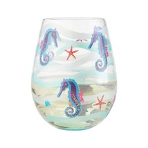 Seahorse Lolita Wine Glass 20 oz Stemless 5" High Gift Boxed Collectible Ocean image 2