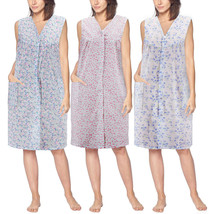 Women&#39;s Classic Button Up Closure Floral Duster Nightgown Lounger Robe - $18.76+