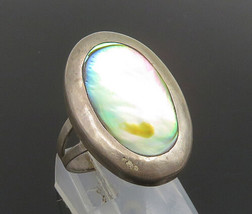 MEXICO 925 Silver - Vintage Inlaid Oval Abalone Split Shank Ring Sz 7 - RG25186 - £29.83 GBP