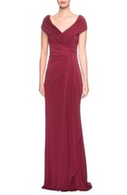 La Femme 26519 Ruched Jersey Gown Dress SZ 8 Wine Mrsp $348 - $136.62