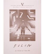 Jean-Michel FOLON Affiche Vintage Galerie Michel Vokaer Bruxelles 1981 - $81.37 CAD