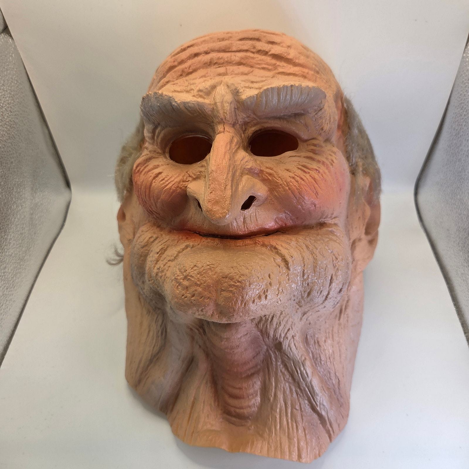 Vintage 1980 Cesar Old Man Latex Mask Halloween Costume France w/ Insert - $59.95