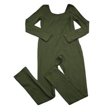 Imagenation Jumpsuit Womens S Green Plain Long Sleeve Scoop Neck Outwear - $29.68