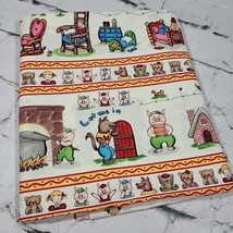 Vintage Michael Miller Fabric Fairy Tale Striped 1.5 Yrds Three Little Pigs  - $19.79