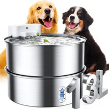 Dog Water Fountain For Large Dog, 7-13L/1.8-3.4Gal Stainless Steel Pet W... - £35.19 GBP