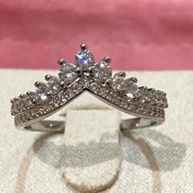 GENUINE SILVER 925 PRINCESS ENCHANTED WISH TIARA CROWN RING ALL SIZES AV... - £12.58 GBP