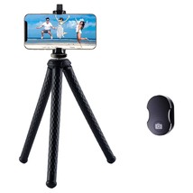 Flexible Phone Camera Tripod Stand Holder, With Bluetooth Remote, Compac... - £23.46 GBP