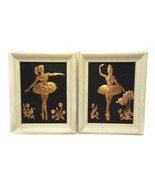 Pair of Wall Art Repousse Copper Ballerina Dancers Wood Frame 15&quot; x 12&quot; ... - £35.45 GBP