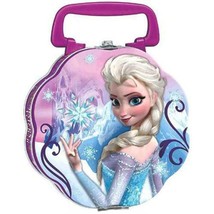 Disneys Frozen Lunch Tin Box Metal Collectible Flower Shape Birthday Party New - £9.45 GBP