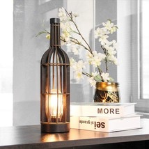 Accent Table Lamp Rustic Bedside Battery Operated Wood Retro Decor Living Room - £39.56 GBP