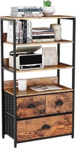 Furologee 4-Tier Storage Shelf Unit With 3 Drawers, Bookshelf, With A Wood Top. - £73.85 GBP