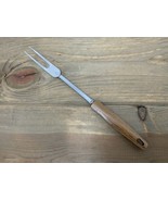 Vtg EKCO Turning Fork Faux Brown Wood Handle Utensil Stainless Steel USA - $14.80