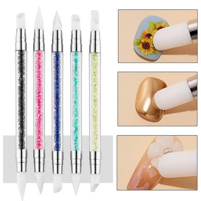Dual-Ended Silicone Engraving Embossing Pen 3D Rhinestones Acrylic Nail ... - £6.23 GBP
