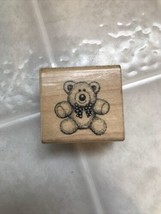 TEDDY BEAR with Neck Bow Rubber Stamp by Hero Arts 1985 - $10.84