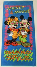 Disney Mickey Minnie Mouse Vintage Beach Bath Towel Island Style Vacation Theme - £27.93 GBP