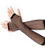 Goth Black LONG FISHNET MESH ARM WARMER SLEEVE Fingerless Cosplay Costum... - $86.89 MXN
