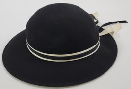 *R) Woman Bollman Junior Seasons New York Doeskin Felt Wool Black Bucket Sun Hat - £15.68 GBP