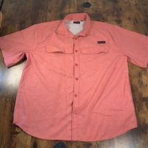 Joe Marlin Mens Fishing Shirt sz XXL Red Button Button up Pocket Side slits - $19.79