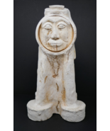 Artist Signed Moon Face Sun Face Abstract Cement Concrete Figure Sculpture - €167,78 EUR