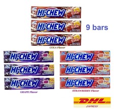 9 X Morinaga HI-CHEW Cola And Fruit Chewy Candy Sweet / Sour Flavor Soft Candy - £31.98 GBP