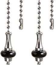 Ceiling Fan Pull Chains Decorative 12 Inches Black Silver Color Pendant Pull - £35.96 GBP