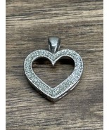 Vintage Silver Tone Rhinestone Heart Charm Pendant Estate Jewelry KG jD - $20.28 CAD