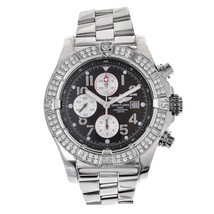 Breitling Super Avenger Stainless Steel Chronograph Watch Custom Diamond Bezel A - £4,494.14 GBP