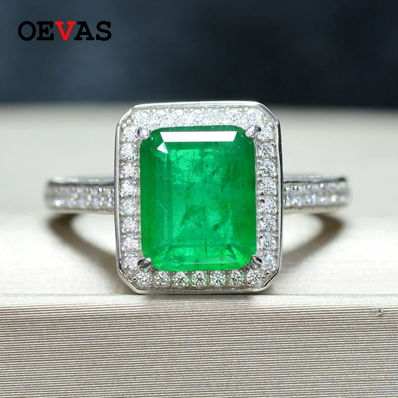 100% 925 Sterling  Silver Vintage 8*10mm Emerald Wedding Ring Anniversary Sparkl - £39.90 GBP