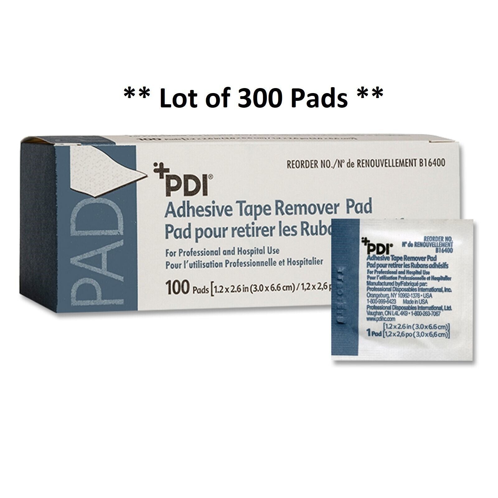 300 Count PDI Adhesive Tape Remover Pad Wipes, Individual Packet #B16400 - $29.69