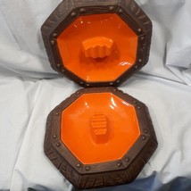 Lot of 2 Large Arners Vintage Ceramic Ashtray Orange Octagon 11” Mid Century - £26.87 GBP