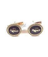 18k Yellow Gold Oval Letter L Initial Cufflinks With Black Onyx - £948.09 GBP