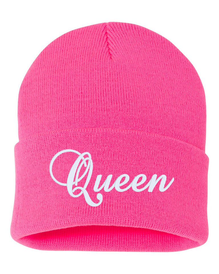 QUEEN Embroidered Cuffed Beanie Hat, Embroidered Gift, Winter Hat - $16.99