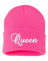 QUEEN Embroidered Cuffed Beanie Hat, Embroidered Gift, Winter Hat - £13.13 GBP