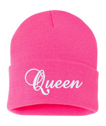 QUEEN Embroidered Cuffed Beanie Hat, Embroidered Gift, Winter Hat - $23.07 CAD