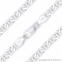 Solid .925 Sterling Silver 5.7mm Flat Marina Mariner Link Italian Chain Bracelet - £42.73 GBP+