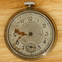 Vintage USA Silvertone Metal Case Pocket Watch Parts Repair Does Wind &amp; Run - £19.54 GBP