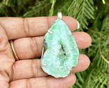 925 Sterling Silver Plated, Light Green Druzy Geode Agate Stone Pendant, 1 - $12.73