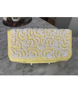 Square White Beads Yellow Evening Hand Letter Purse (NEW) - £11.34 GBP