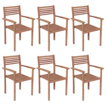 Stackable Garden Chairs 6 pcs Solid Teak Wood - £302.42 GBP