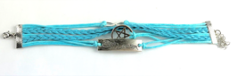 Leather Multi Charm Bracelet Infinity Symbol 5 Pointed Star &amp; Phrase Cuf... - $6.99