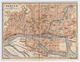 1902 Original Antique City Map Of Nantes / Loire / France - £16.76 GBP