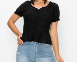 Peplum Eyelet Puff Sleeve Top M - $12.65+