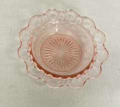 vintage old colony depression glass pink glass lace edge candy dish collectible - £15.74 GBP