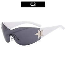 Y2K Rimless gles for Women Men Trendy Wrap Around gles   Goggles Oversized Outdo - £82.26 GBP