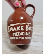 Vintage Pottery Jug Pitcher SNAKE BITE MEDICINE Aged in the WOODS White ... - $30.07 CAD