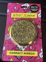 Betsey Johnson Compact Magnifying Mirror w/Sparkling Acrylic Gold Diamonds NEW - £13.44 GBP