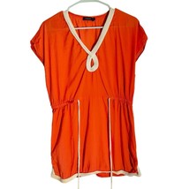 Theme Orange Drawstring Tunic Top with Rope Trim Size L - $16.83
