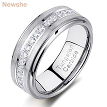 Men&#39;s Promise Wedding Band Tungsten Carbide Rings For Men Charm Eternity AAAAA R - £40.32 GBP