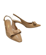 SALVATORE FERRAGAMO Amaretti Patent Leather Karine 55 Slingbacks with Bo... - $499.45 CAD