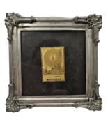 Golden Stamp Shanghai  in a Silver Frame 4.2in x 4.2in. Bright Golden Stamp.